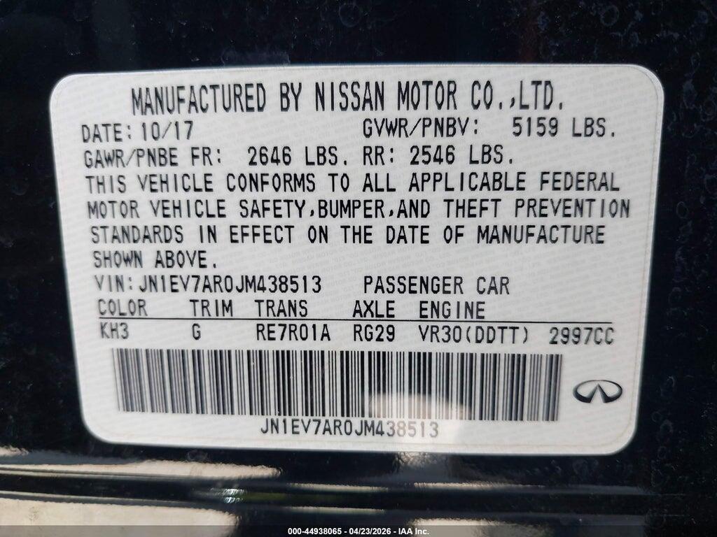 JN1EV7AR0JM438513 2018 INFINITI Q50 photo no. 9