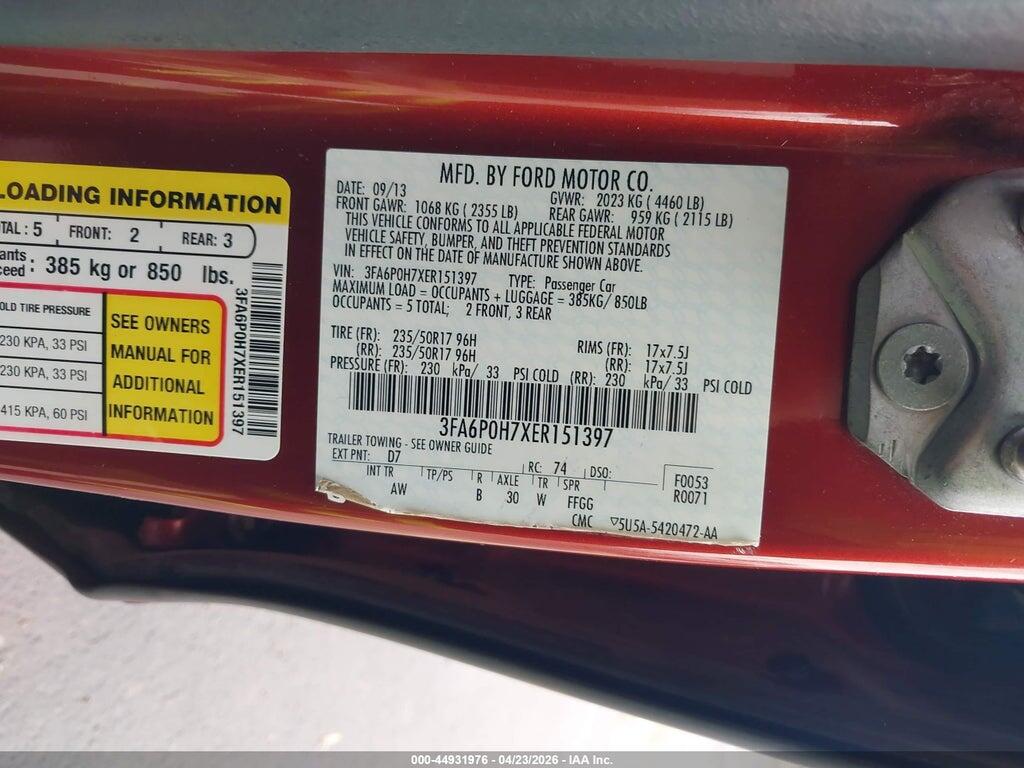 3FA6P0H7XER151397 2014 FORD FUSION photo no. 9