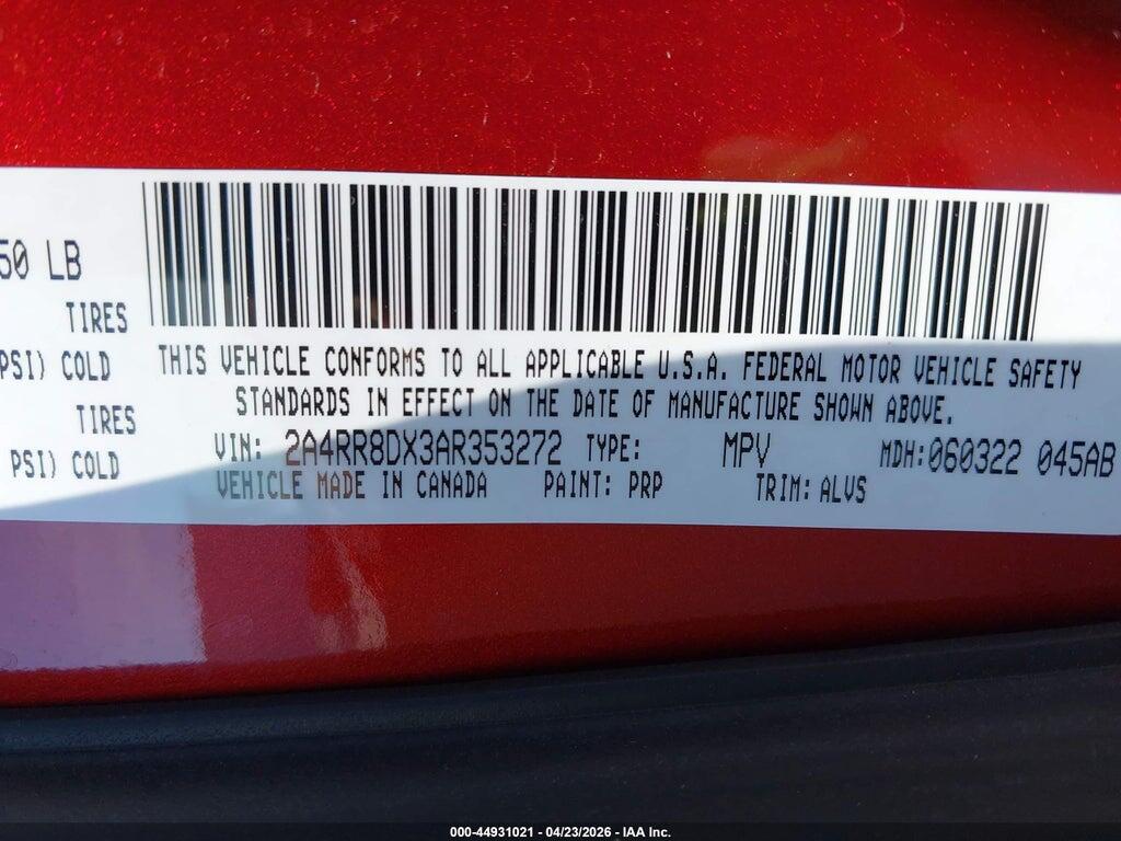 2A4RR8DX3AR353272 2010 CHRYSLER TOWN & COUNTRY photo no. 9