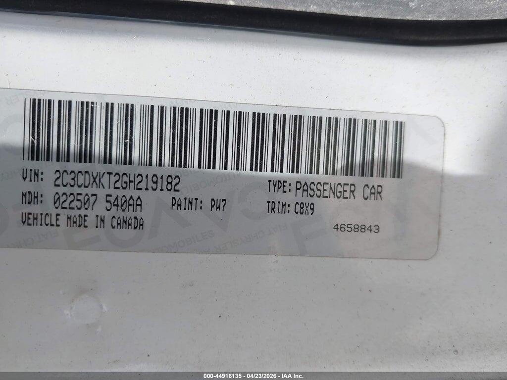 2C3CDXKT2GH219182 2016 DODGE CHARGER photo no. 9
