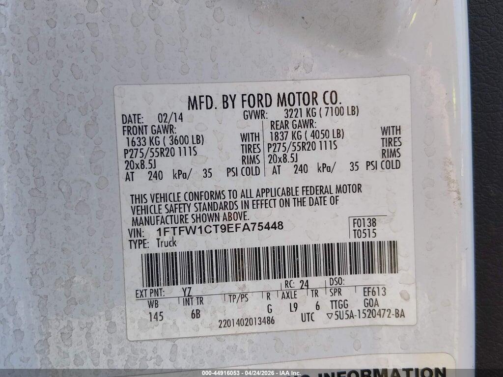 1FTFW1CT9EFA75448 2014 FORD F-150 photo no. 9
