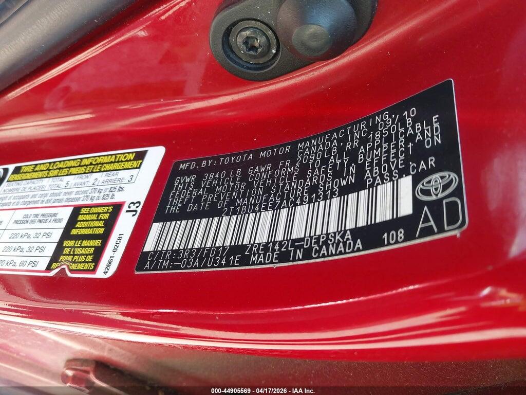 2T1BU4EE7AC491313 2010 TOYOTA COROLLA photo no. 9