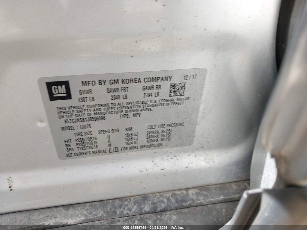 KL7CJNSB1JB596096 2018 CHEVROLET TRAX photo no. 9