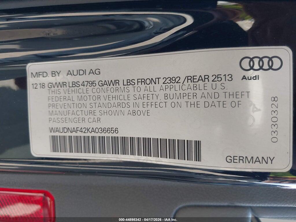 WAUDNAF42KA036656 2019 AUDI A4 photo no. 9