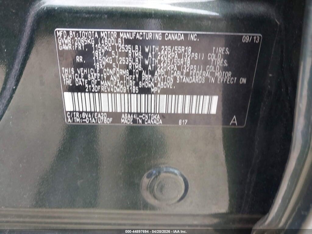 2T3DFREV4DW091185 2013 TOYOTA RAV4 photo no. 9