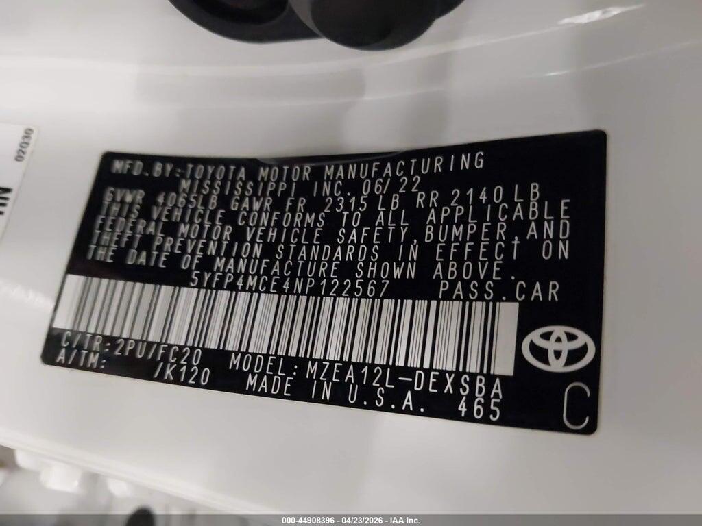 5YFP4MCE4NP122567 2022 TOYOTA COROLLA photo no. 9