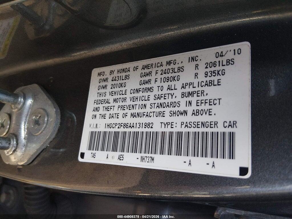 1HGCP2F86AA131982 2010 HONDA ACCORD photo no. 9