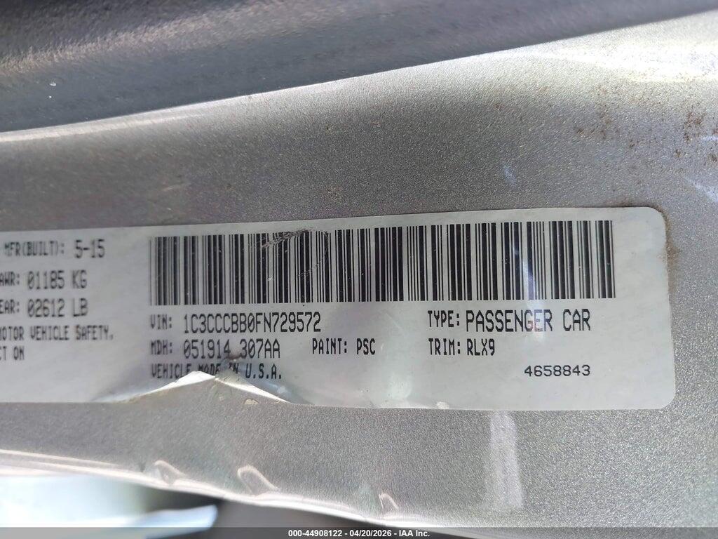 1C3CCCBB0FN729572 2015 CHRYSLER 200 photo no. 9
