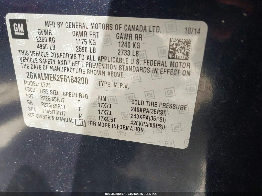 2GKALMEK2F6184200 2015 GMC TERRAIN photo no. 9