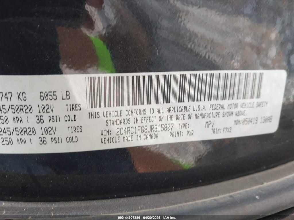 2C4RC1FG8JR315807 2018 CHRYSLER PACIFICA photo no. 9