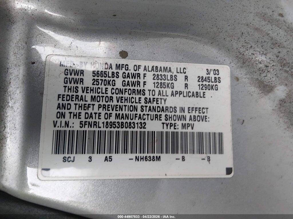 5FNRL18953B083132 2003 HONDA ODYSSEY photo no. 9