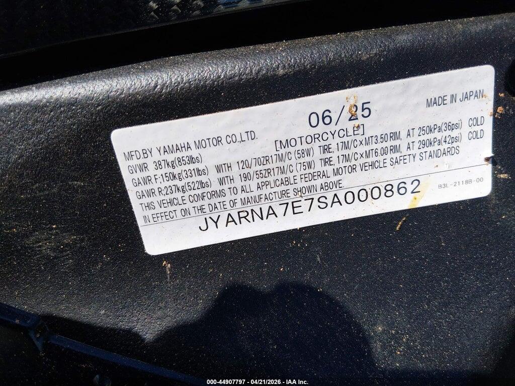 JYARNA7E7SA000862 2025 YAMAHA YZF1000 photo no. 10