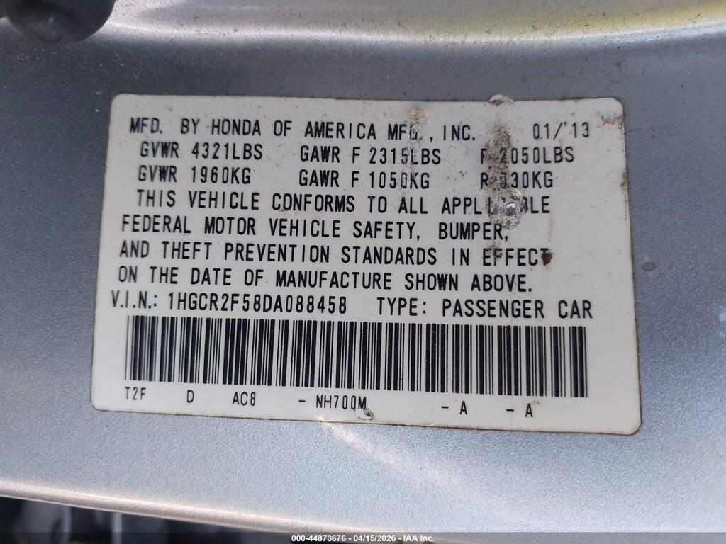 1HGCR2F58DA088458 2013 HONDA ACCORD photo no. 9