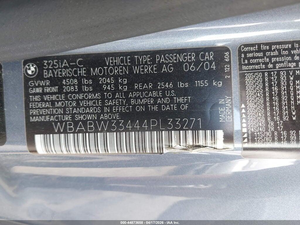 WBABW33444PL33271 2004 BMW 325CI photo no. 9