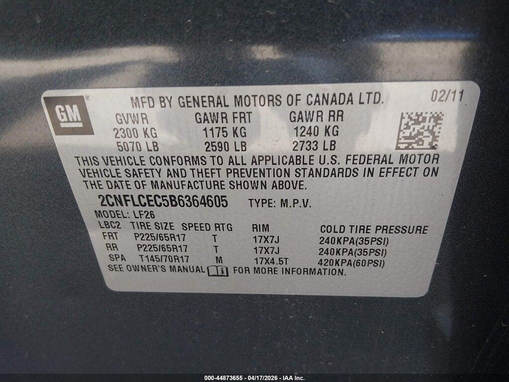 2CNFLCEC5B6364605 2011 CHEVROLET EQUINOX photo no. 9