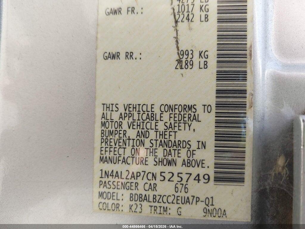 1N4AL2AP7CN525749 2012 NISSAN ALTIMA photo no. 9
