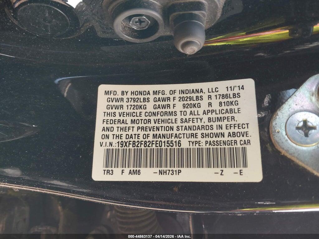 19XFB2F82FE015516 2015 HONDA CIVIC photo no. 9