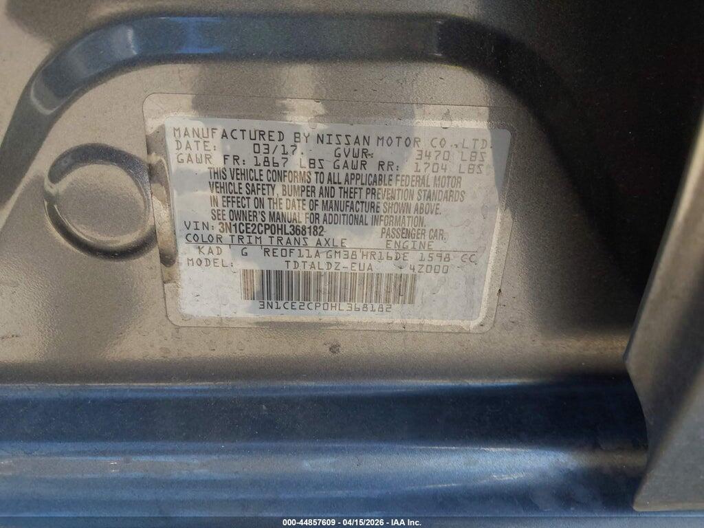 3N1CE2CP0HL368182 2017 NISSAN VERSA NOTE photo no. 9
