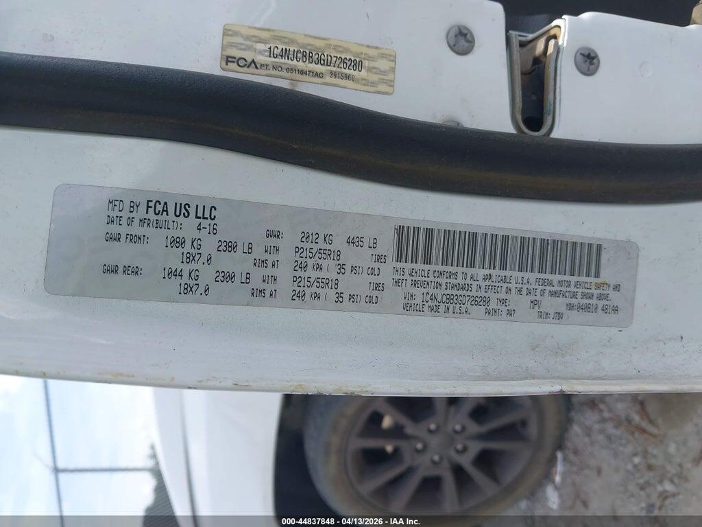 1C4NJCBB3GD726280 2016 JEEP COMPASS photo no. 9