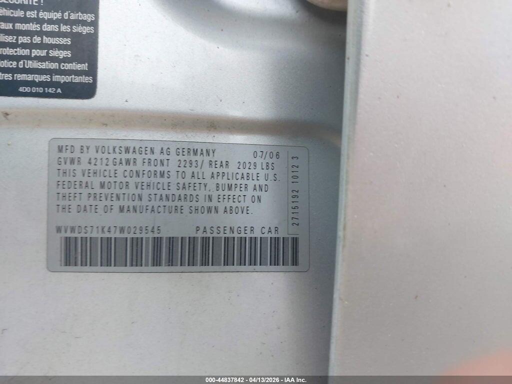 WVWDS71K47W029545 2007 VOLKSWAGEN RABBIT photo no. 9