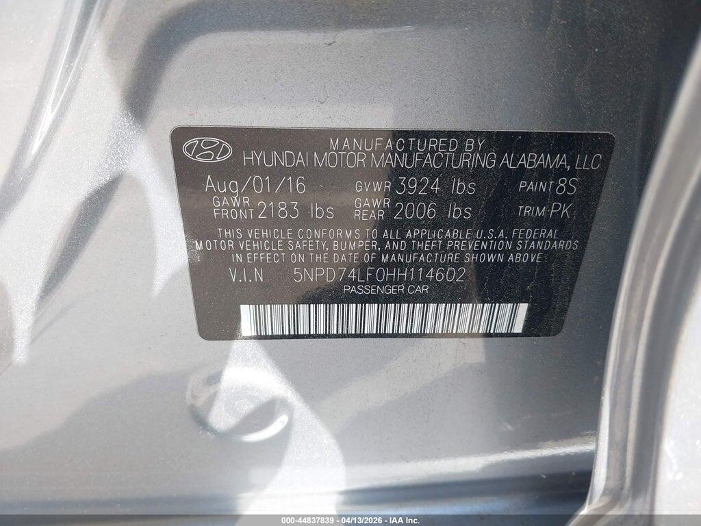 5NPD74LF0HH114602 2017 HYUNDAI ELANTRA photo no. 9