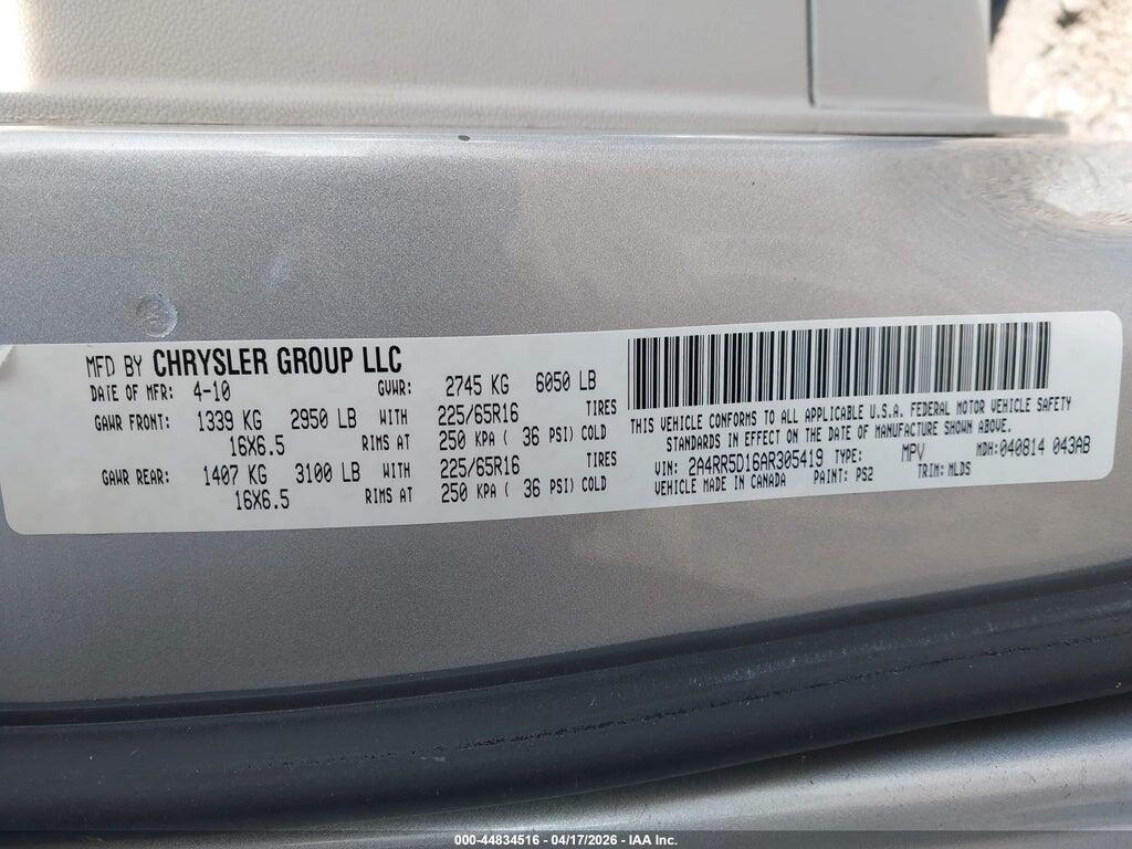2A4RR5D16AR305419 2010 CHRYSLER TOWN & COUNTRY photo no. 9