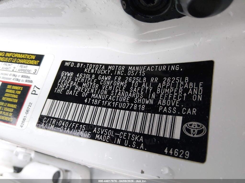 4T1BF1FK1FU077818 2015 TOYOTA CAMRY photo no. 9