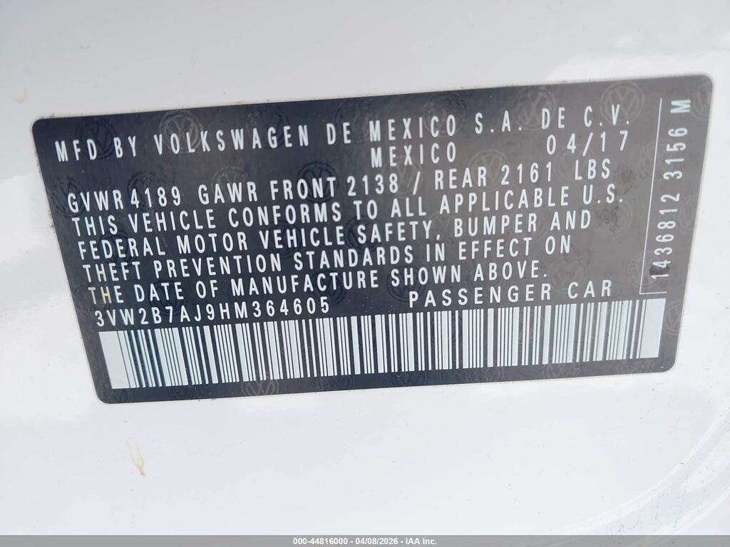 3VW2B7AJ9HM364605 2017 VOLKSWAGEN JETTA photo no. 9
