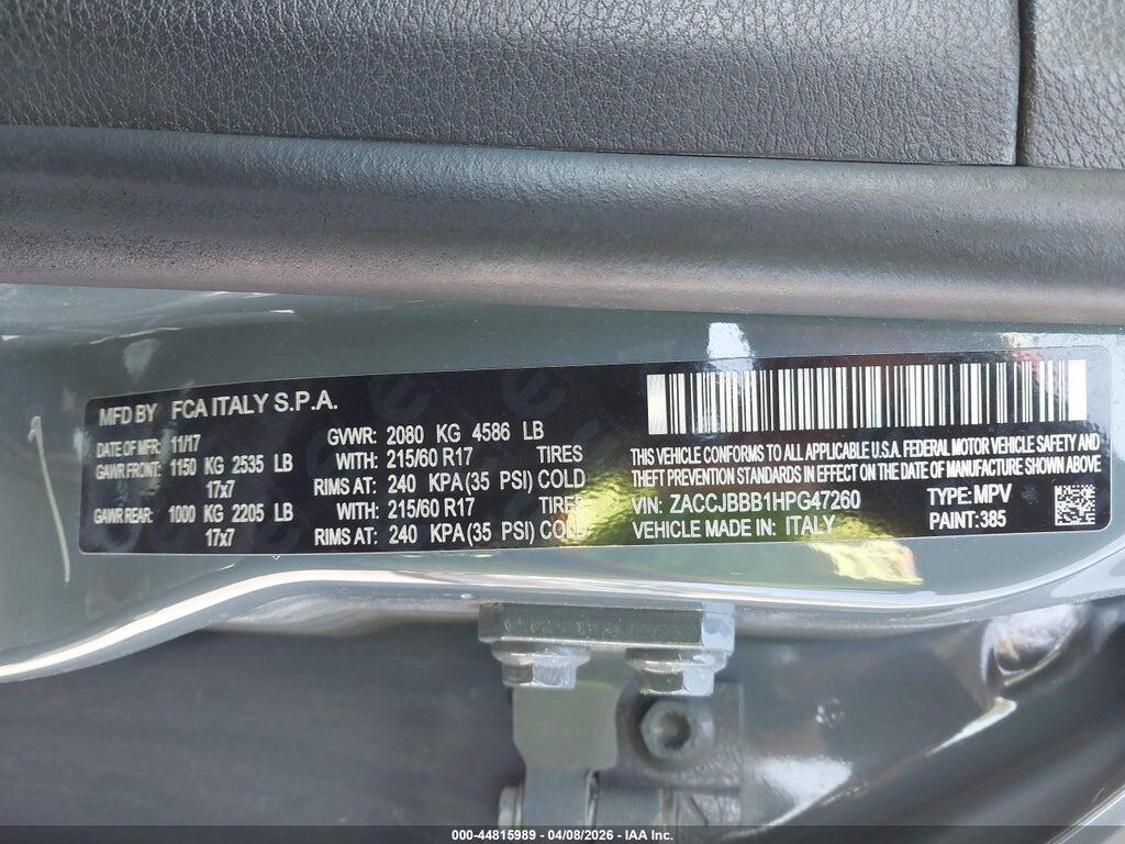 ZACCJBBB1HPG47260 2017 JEEP RENEGADE photo no. 9