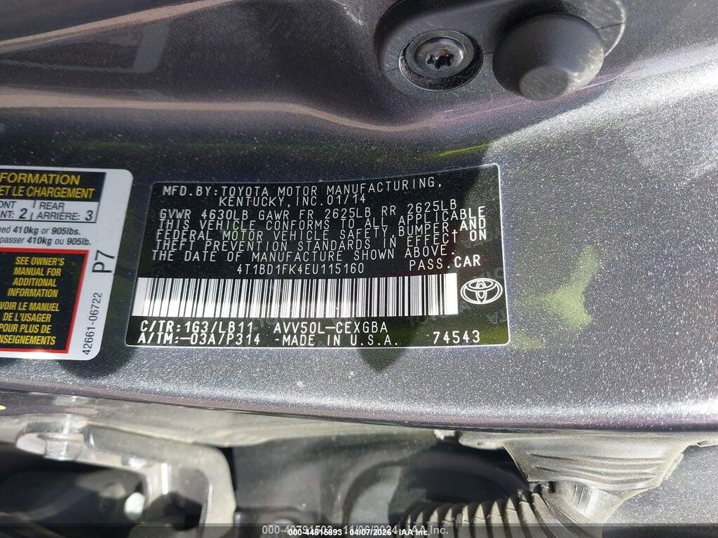 4T1BD1FK4EU115160 2014 TOYOTA CAMRY HYBRID photo no. 9