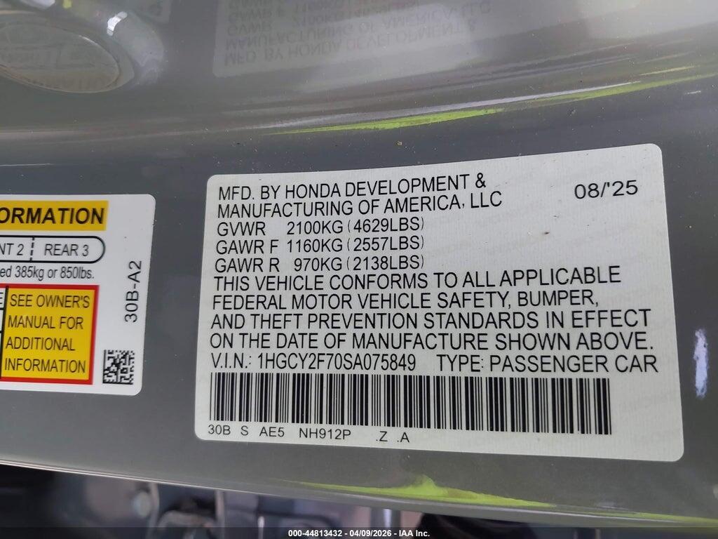 1HGCY2F70SA075849 2025 HONDA ACCORD HYBRID photo no. 9