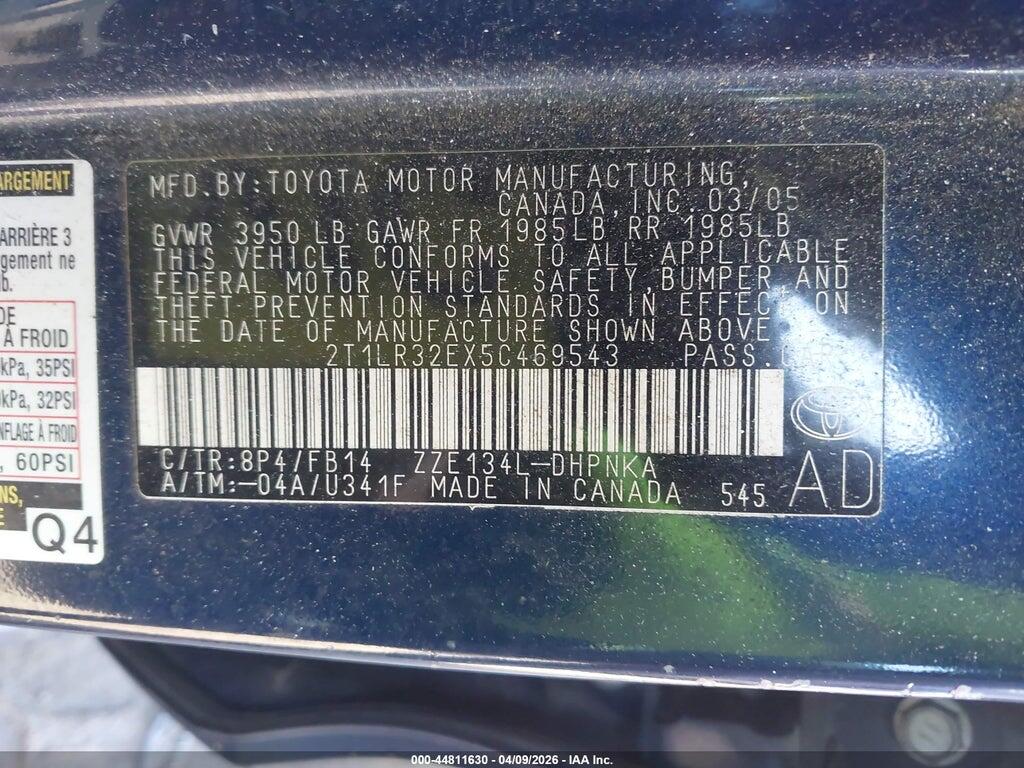 2T1LR32EX5C469543 2005 TOYOTA MATRIX photo no. 9
