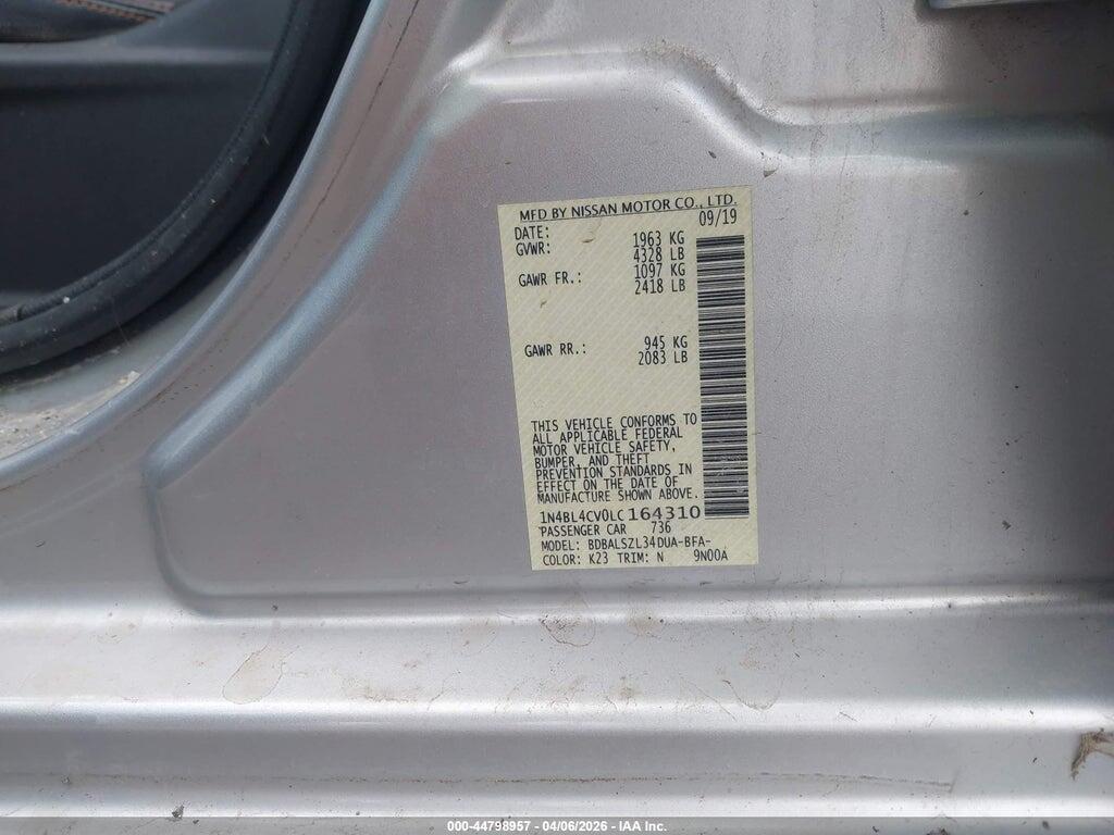 1N4BL4CV0LC164310 2020 NISSAN ALTIMA photo no. 9