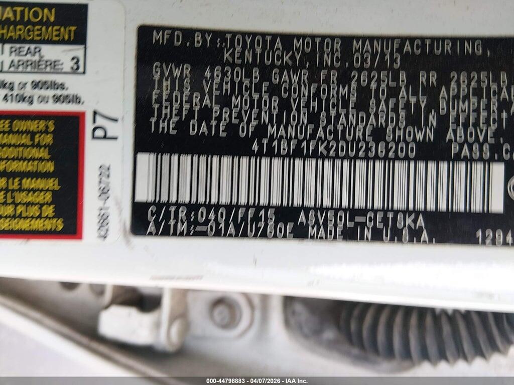 4T1BF1FK2DU236200 2013 TOYOTA CAMRY photo no. 9