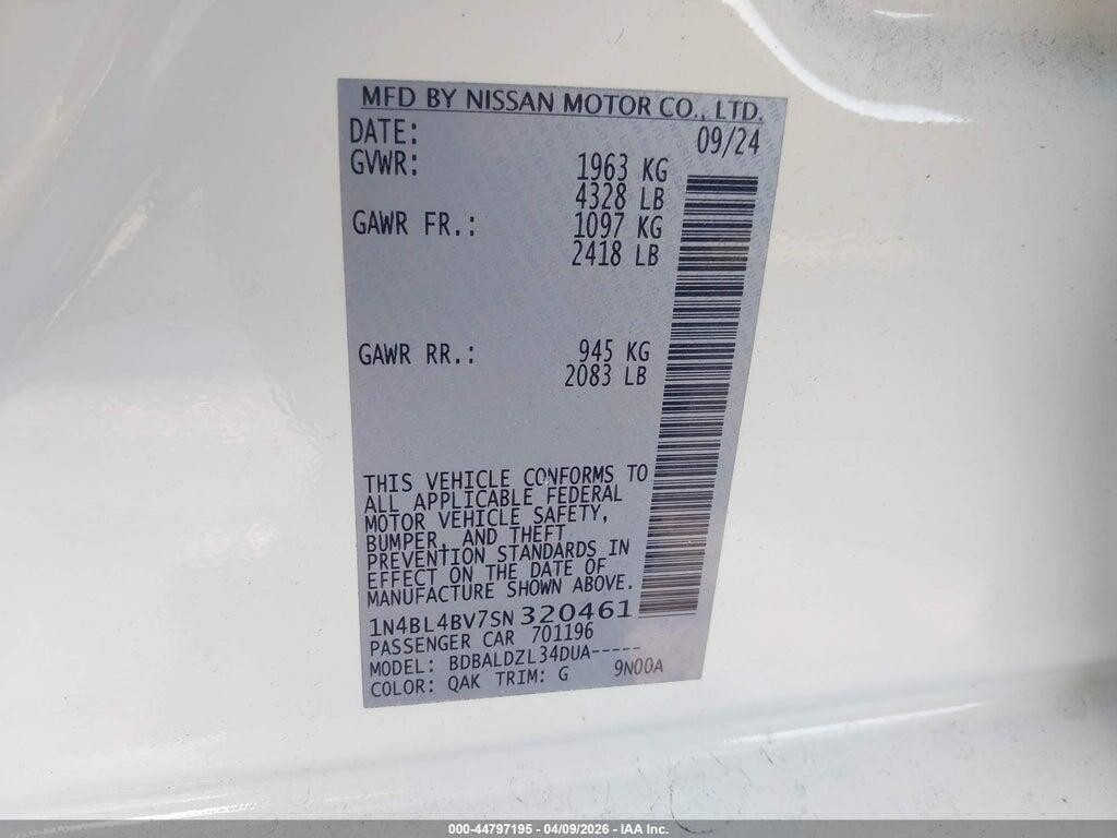 1N4BL4BV7SN320461 2025 NISSAN ALTIMA photo no. 9
