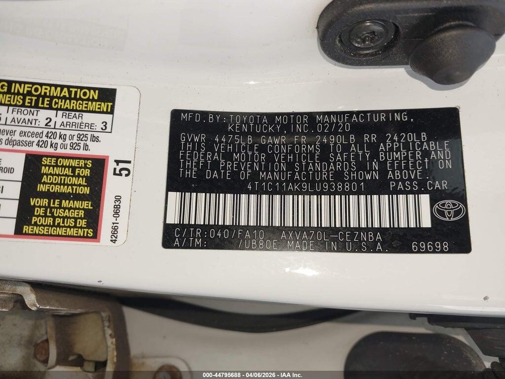 4T1C11AK9LU938801 2020 TOYOTA CAMRY photo no. 9