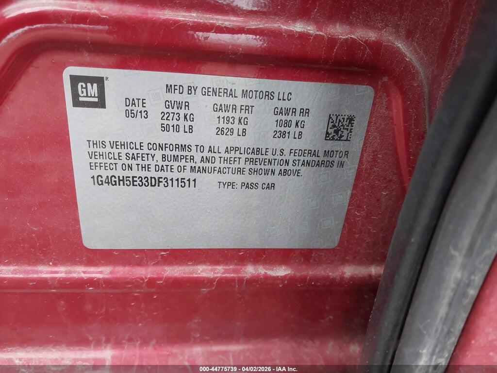 1G4GH5E33DF311511 2013 BUICK LACROSSE photo no. 9