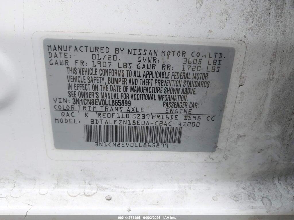 3N1CN8EV0LL865899 2020 NISSAN VERSA photo no. 9
