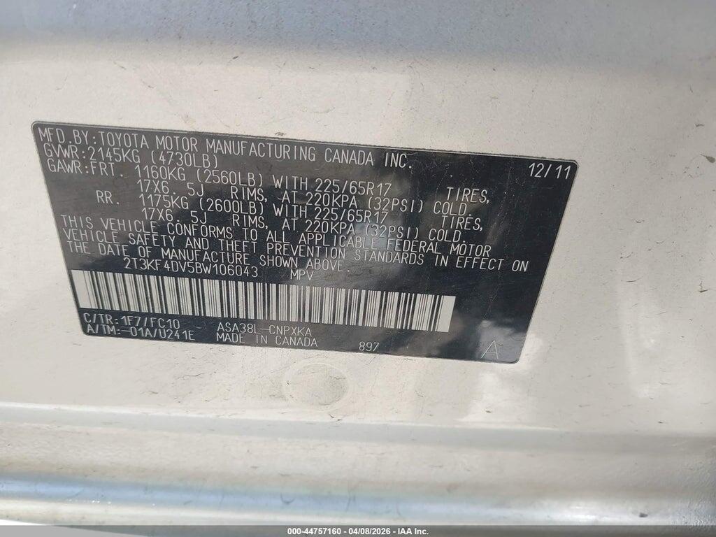 2T3KF4DV5BW106043 2011 TOYOTA RAV4 photo no. 9
