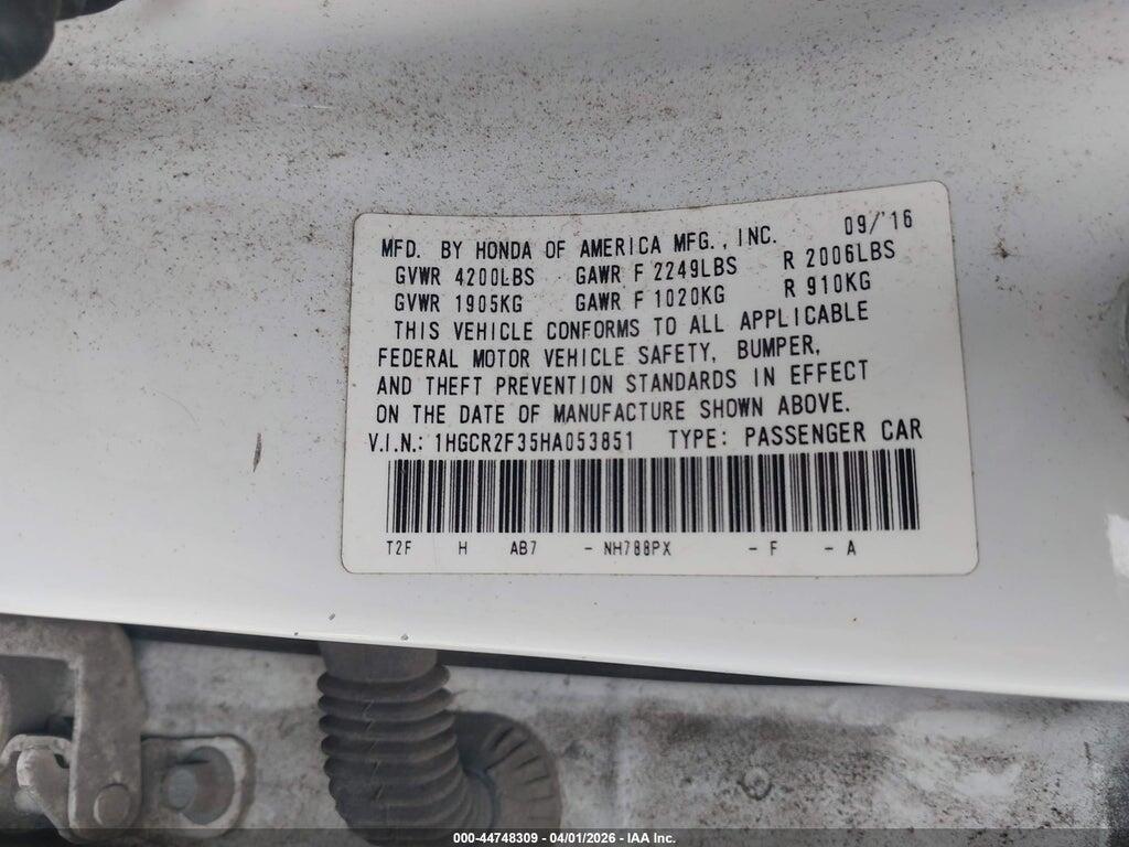1HGCR2F35HA053851 2017 HONDA ACCORD photo no. 9