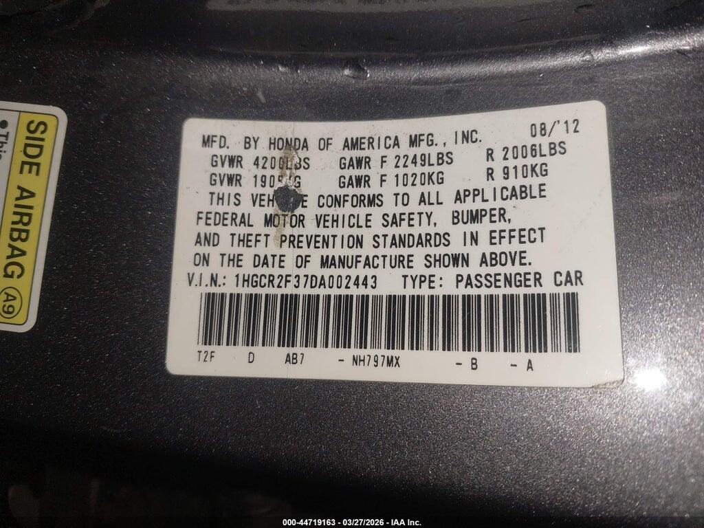 1HGCR2F37DA002443 2013 HONDA ACCORD photo no. 9