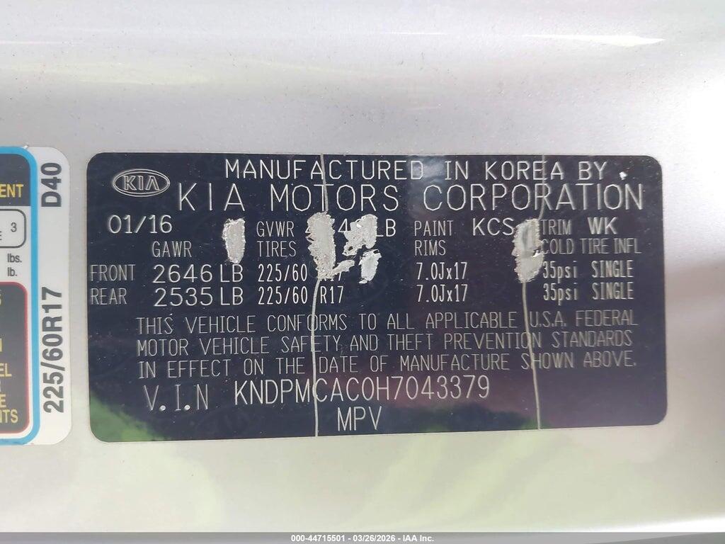 KNDPMCAC0H7043379 2017 KIA SPORTAGE photo no. 9