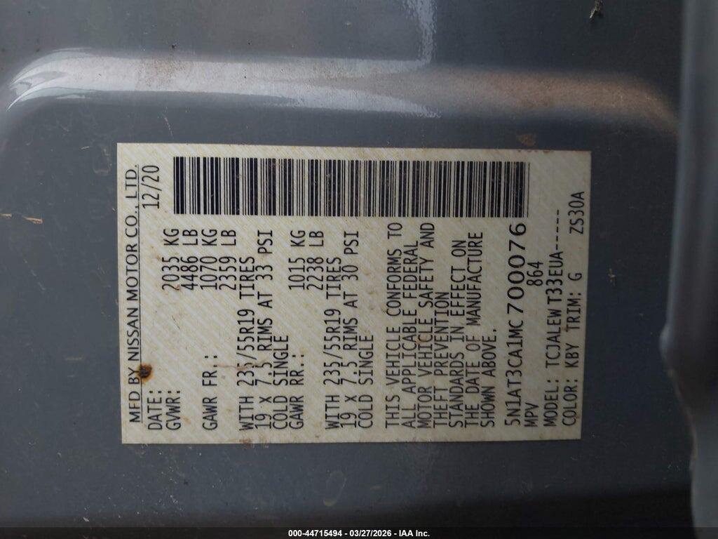 5N1AT3CA1MC700076 2021 NISSAN ROGUE photo no. 9