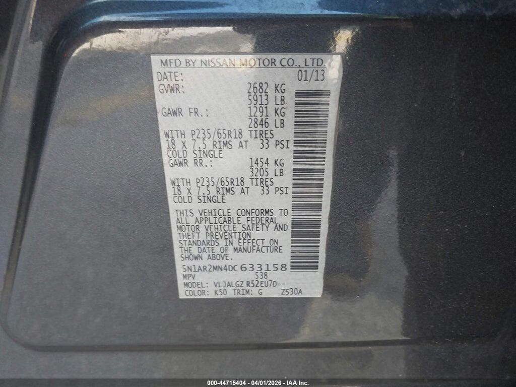 5N1AR2MN4DC633158 2013 NISSAN PATHFINDER photo no. 9
