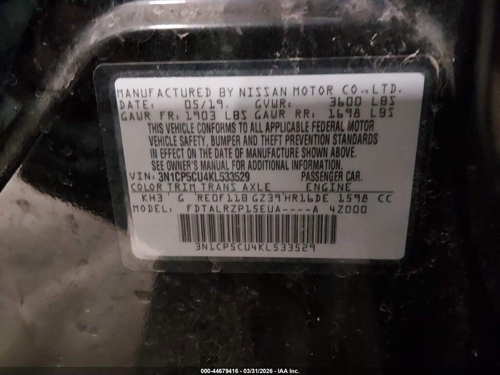 3N1CP5CU4KL533529 2019 NISSAN KICKS photo no. 9