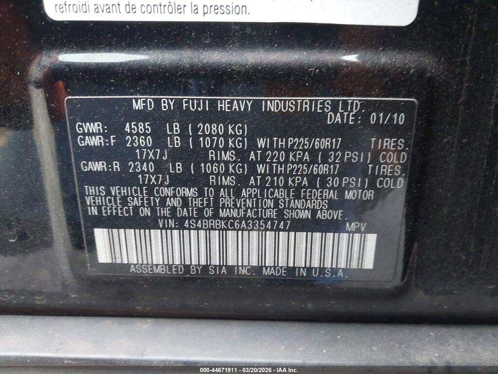 4S4BRBKC6A3354747 2010 SUBARU OUTBACK photo no. 9