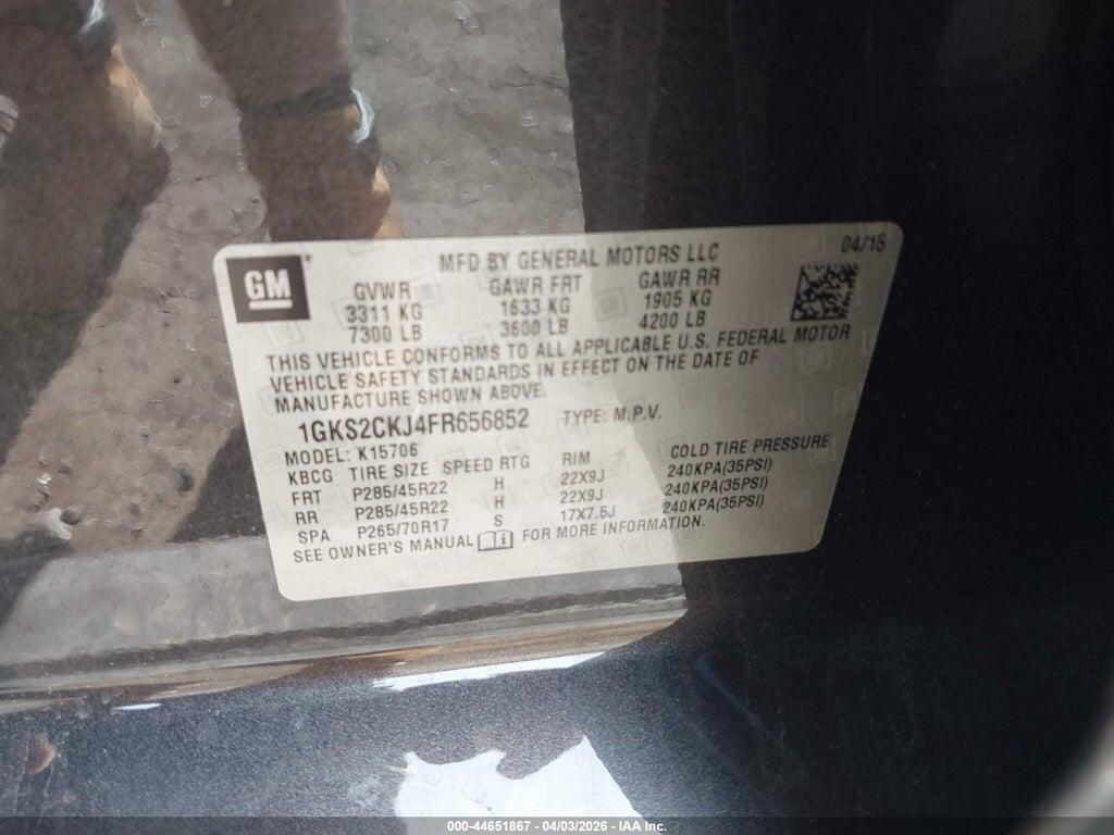 1GKS2CKJ4FR656852 2015 GMC YUKON photo no. 9