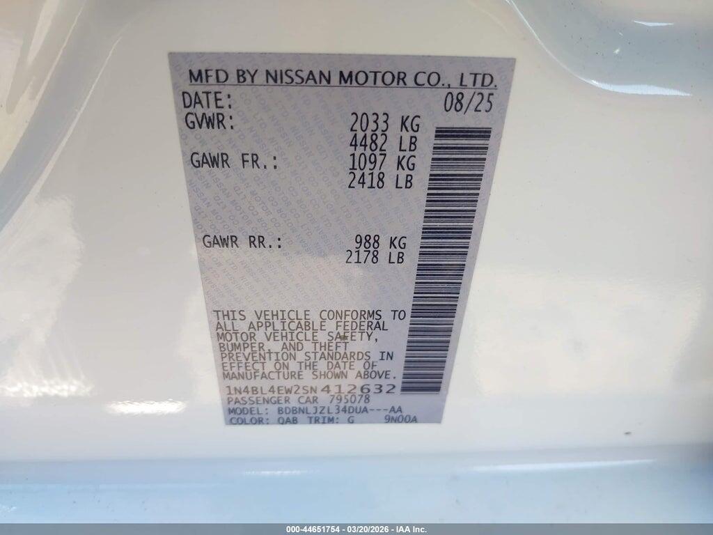 1N4BL4EW2SN412632 2025 NISSAN ALTIMA photo no. 9
