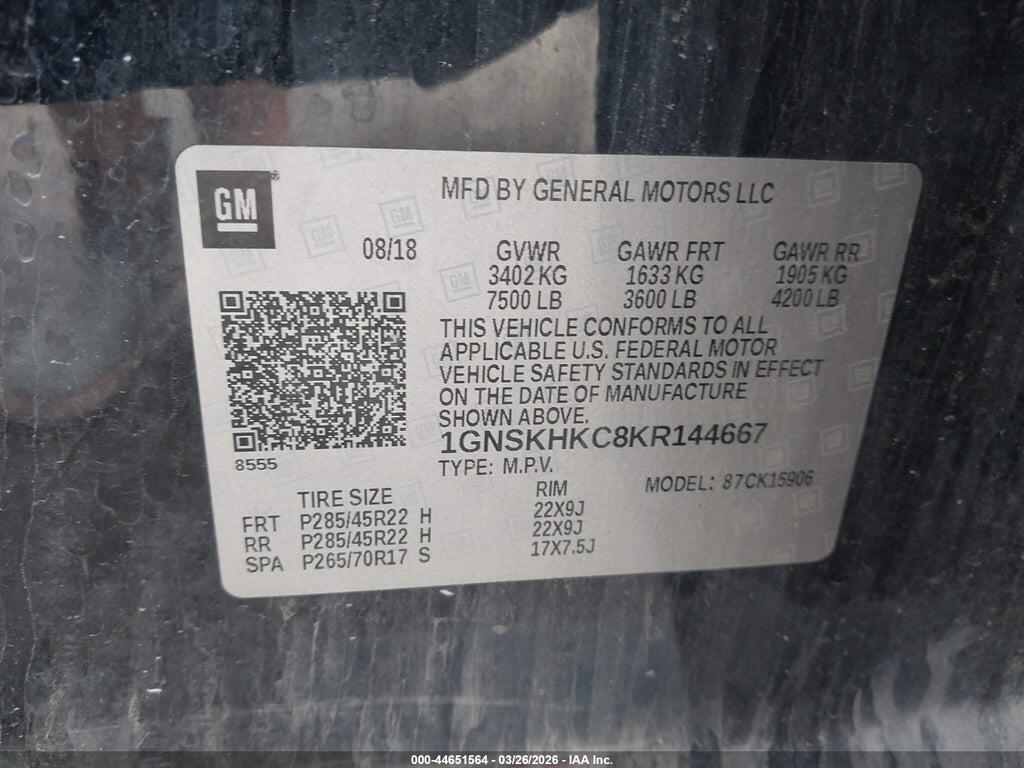 1GNSKHKC8KR144667 2019 CHEVROLET SUBURBAN photo no. 9
