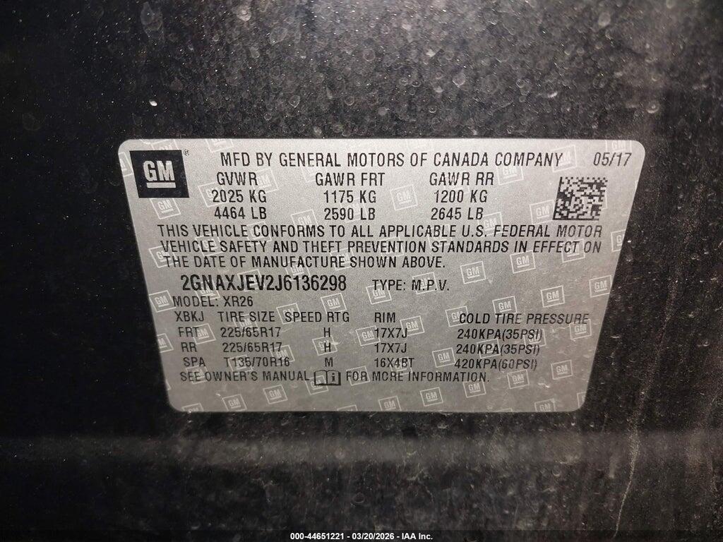 2GNAXJEV2J6136298 2018 CHEVROLET EQUINOX photo no. 9
